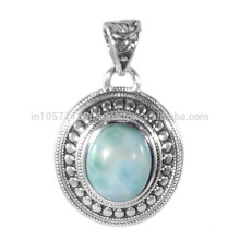 Plata esterlina 925 Vintage Designer &amp; Larimar Gemstone Pendant for Gift